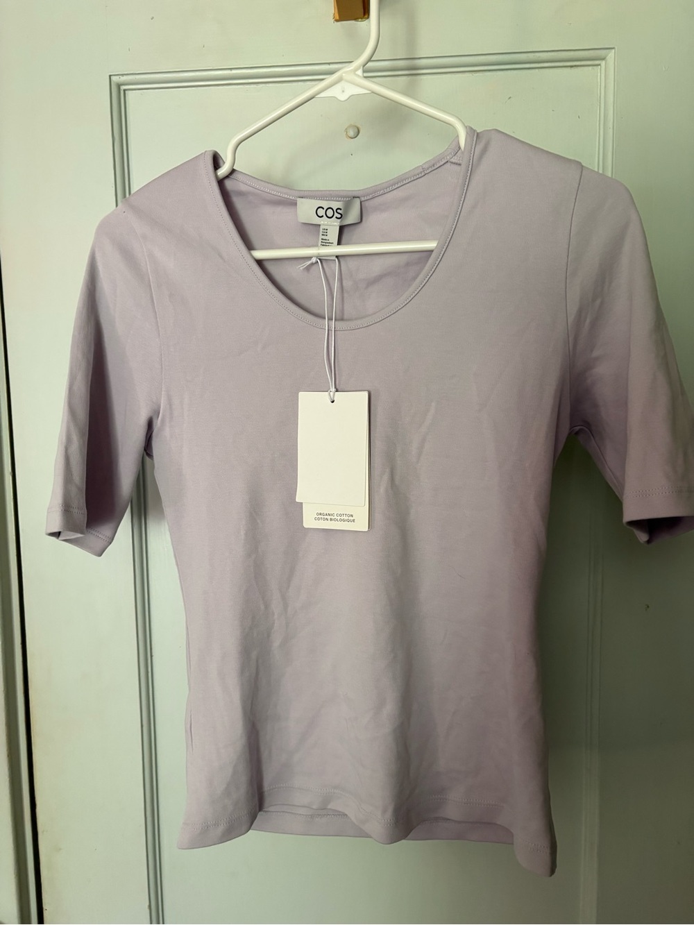 COS Women’s Cotton T-Shirt Short Sleeve Basic Tee Lavender Size M New